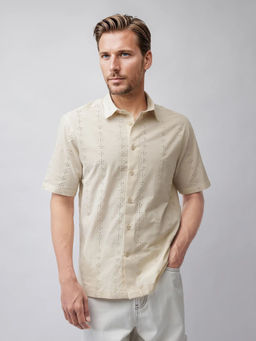 Rare Rabbit - Shen Yellow Embroidered Regular Fit Shirt