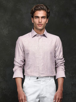 Rare Rabbit - Stoll Dusky Pink Striped Regular Fit Shirt
