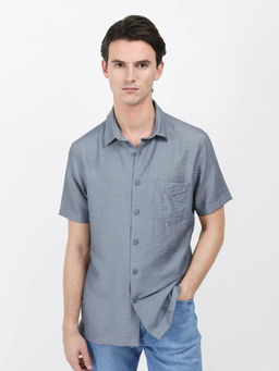 Rare Rabbit - Torit Dusky Grey Plain Regular Fit Shirt