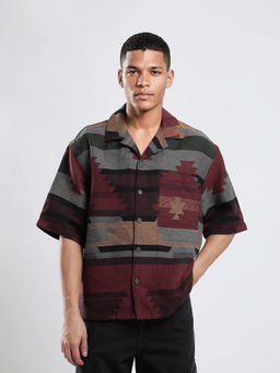 Rare Rabbit - Tri Multi-Color Jacquard Boxy Fit Shirt