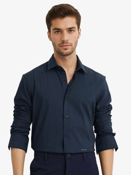 Rare Rabbit - Vista-1 Dark Petrol Teal Striped Regular Fit Shirt