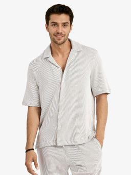 Rare Rabbit - Zavet-S Grey Textured Boxy Fit Shirt