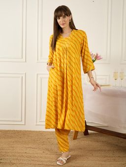 Indo Era - Mustard Printed A-Line Co-Ord Set