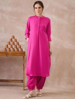 Indo Era - Pink Solid Straight Co-Ord Set