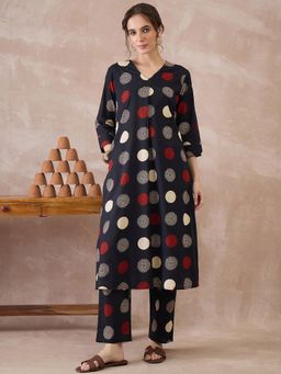 Indo Era - Black Printed A-Line Co-Ord Set