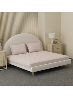 Boutique Living - Cottage Garden Pink & White Geometric King Bedsheet With Pillow Covers