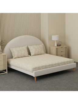 Boutique Living - Cottage Garden Beige Floral King Bedsheet With Pillow Covers