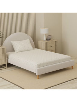 Boutique Living - Cottage Garden Beige & White Floral Single Bedsheet With Pillow Cover
