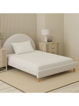 Boutique Living - Cottage Garden Beige & White Floral Single Bedsheet With Pillow Cover