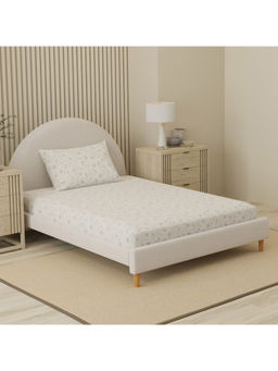 Boutique Living - Cottage Garden White & Grey Floral Single Bedsheet With Pillow Cover