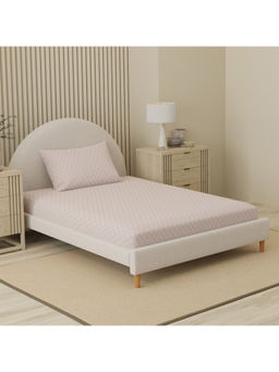 Boutique Living - Cottage Garden Pink & White Geometric Single Bedsheet With Pillow Cover
