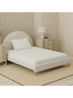 Boutique Living - Cottage Garden Yellow & Blue Geometric Single Bedsheet With Pillow Cover