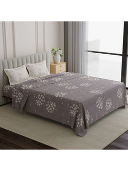 Boutique Living - Embrace 100% Cotton 152 TC Grey Floral King Bedsheet With Pillow Covers