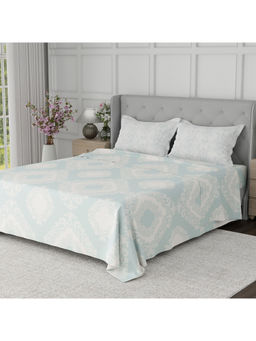 Boutique Living - Cottage Garden Blue Ethnic Print King Bedsheet With Pillow Covers