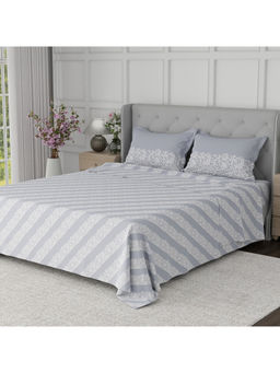 Boutique Living - Cottage Garden Grey Ethnic Print King Bedsheet With Pillow Covers