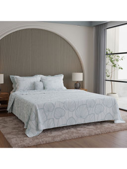 Boutique Living - Luxe Loom Weavers Galore White Floral King Bedsheet With Pillow Covers