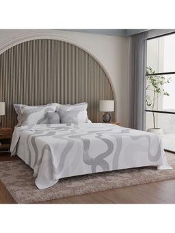 Boutique Living - Luxe Loom Weavers Galore Grey & White King Bedsheet With Pillow Covers