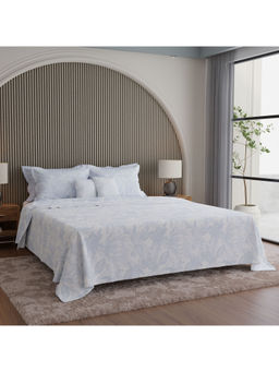 Boutique Living - Luxe Loom Weavers Galore Blue Floral King Bedsheet With Pillow Covers