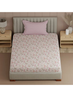 Boutique Living - Valatie Pink Floral Single Bedsheet With Pillow Cover