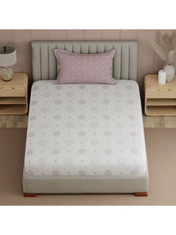 Boutique Living - Valatie Pink & White Ethnic Print Single Bedsheet With Pillow Cover