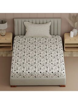 Boutique Living - Valatie Grey & White Floral Single Bedsheet With Pillow Cover