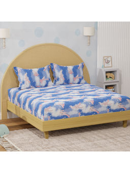 Boutique Living - Rock N Room Blue Airplane Printed Double Bedsheet With Pillow Covers