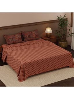 Boutique Living - Heritage Walk Brown Ethnic Print King Bedsheet With Pillow Covers