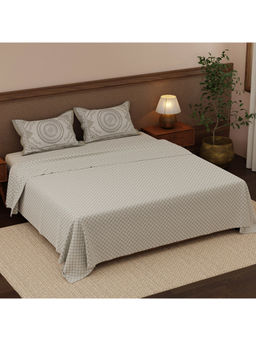 Boutique Living - Heritage Walk Grey Ethnic Print King Bedsheet With Pillow Covers