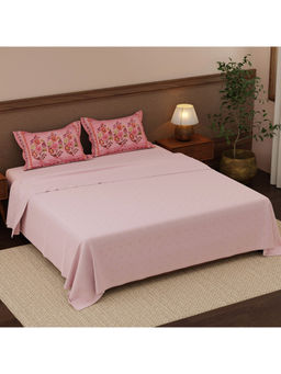 Boutique Living - Heritage Walk Pink Ethnic Print King Bedsheet With Pillow Covers