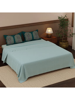 Boutique Living - Heritage Walk Blue Ethnic Print King Bedsheet With Pillow Covers