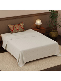 Boutique Living - Heritage Walk White Ethnic Print Single Bedsheet With Pillow Cover
