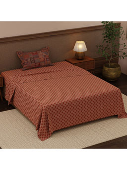 Boutique Living - Heritage Walk Brown Ethnic Print Single Bedsheet With Pillow Cover