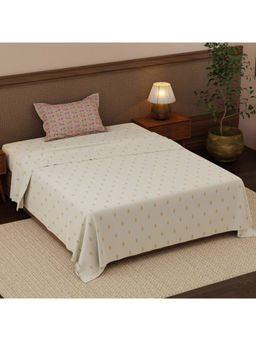 Boutique Living - Heritage Walk White Ethnic Print Single Bedsheet With Pillow Cover