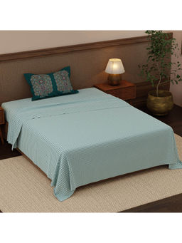 Boutique Living - Heritage Walk Blue Ethnic Print Single Bedsheet With Pillow Cover