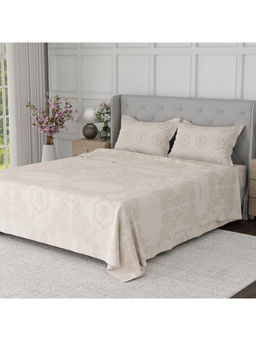 Boutique Living - Cottage Garden Beige Floral King Bedsheet With Pillow Covers