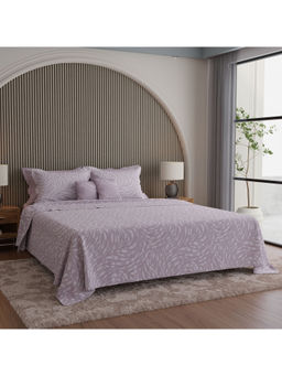Boutique Living - Luxe Loom Weavers Galore Purple Printed King Bedsheet With Pillow Covers