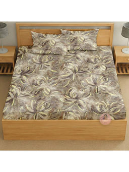 CHHAVI INDIA - Earthy Lotus King Size Bedsheet With Pillow Covers