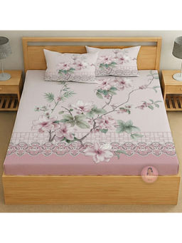 CHHAVI INDIA - 210 TC Floral Microfiber King Size Bedsheet With Pillow Covers
