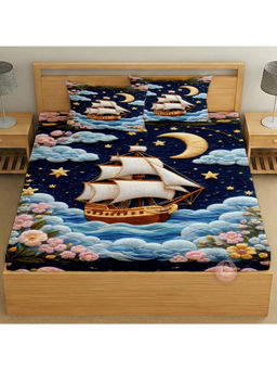 CHHAVI INDIA - Celestial Voyage King Size Bedsheet With Pillow Covers
