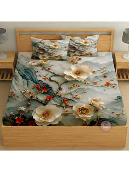 CHHAVI INDIA - Floral Zen King Size Bedsheet With Pillow Covers