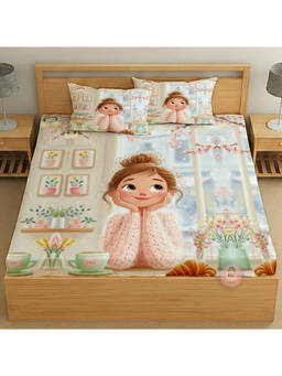 CHHAVI INDIA - Whimsical Cozy Girl King Bedsheet With Pillow Covers