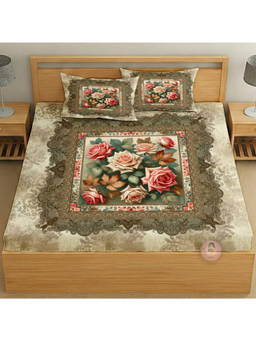 CHHAVI INDIA - Floral Elegance King Size Bedsheet With Pillow Covers