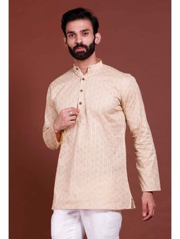 Tjori - Men Peach Stripes Kurta