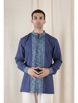 Tjori - Men Indigo Printed Kurta