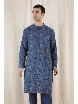 Tjori - Men Indigo Printed Kurta