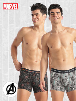 Jockey - M100 Men Marvel Avengers Cotton Trunk-Monument and Black (Pack of 2)