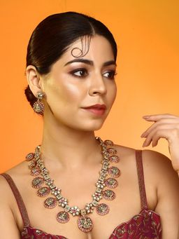 Auraa Trends - Traditional Temple Lakshmi Coin Necklace with Earrings