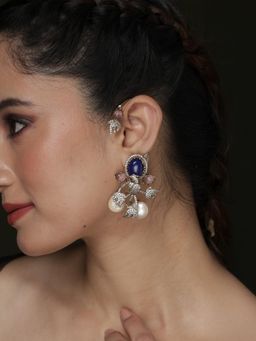 Joules By Radhika - 2 In 1 Sapphire Cuff Earrings - Blue