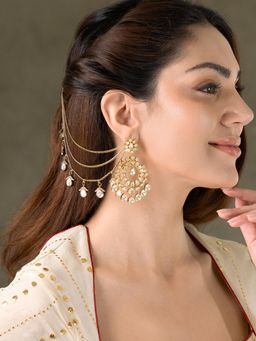 Joules By Radhika - Elaria Earrings with Ear Chain - White