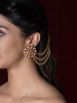 Joules By Radhika - Eshita Earrings with Ear Chain - Multi-Color